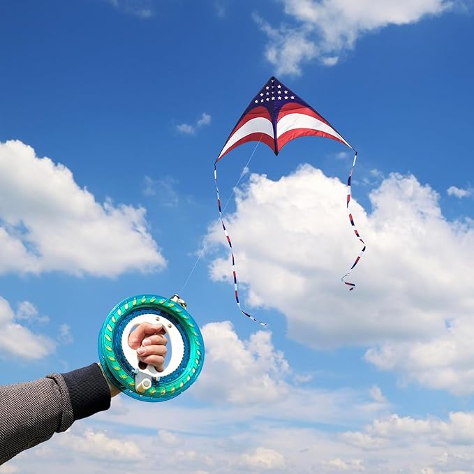 Mint's Colorful Life 60'' Delta Kite With 7.1in Reel Winder, Easy Flying & String Spool for Kids & Adults, Best Beach Set for Beginners
