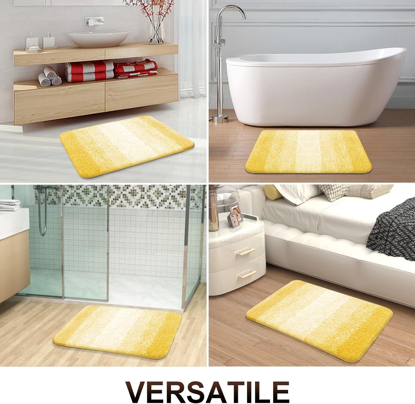 OLANLY Bathroom Runner Rug - Extra Soft Microfiber Mat | Quick Dry, Washable, 44x24 Inches, Yellow