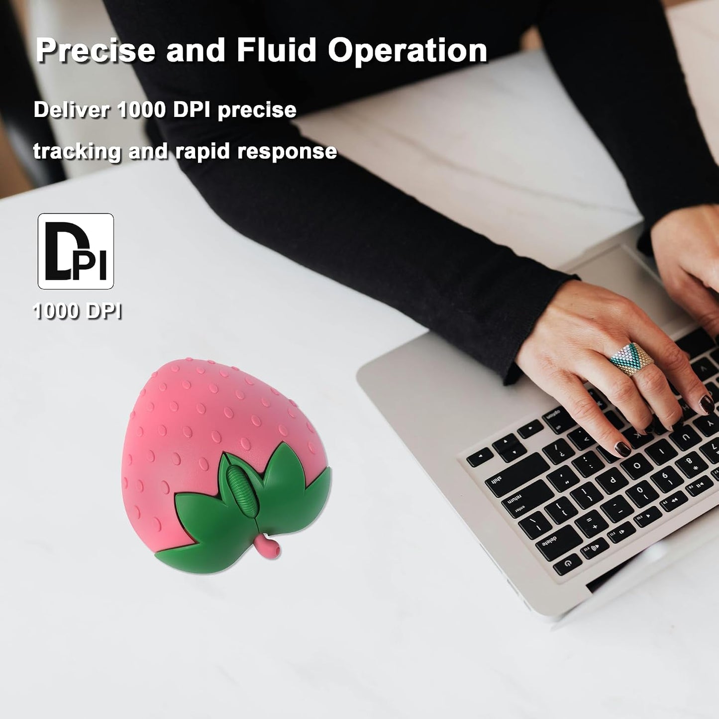Gabongcui 2.4GHz 1000DPI Wireless Bluetooth Mouse Cute Fruit Strawberry Shape Mouse & Bluetooth Dual Mode Optical