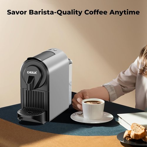 CHULUX Espresso Machine - 20 Bar Single Serve Coffee Maker with Dual Brew Sizes | Mystic Gray