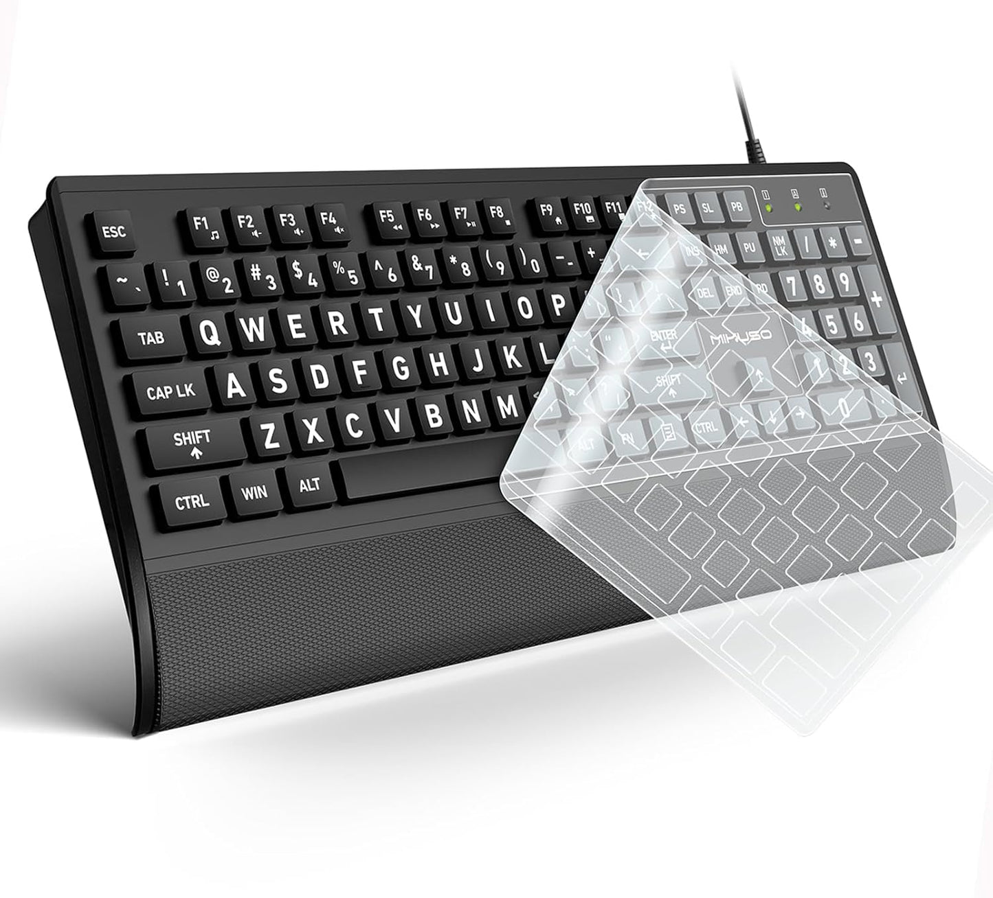 MIKUSO Large Print Computer Keyboard,High Contrast Big Letter Keyboard for Seniors Visually Impaired Low Vision,Laser