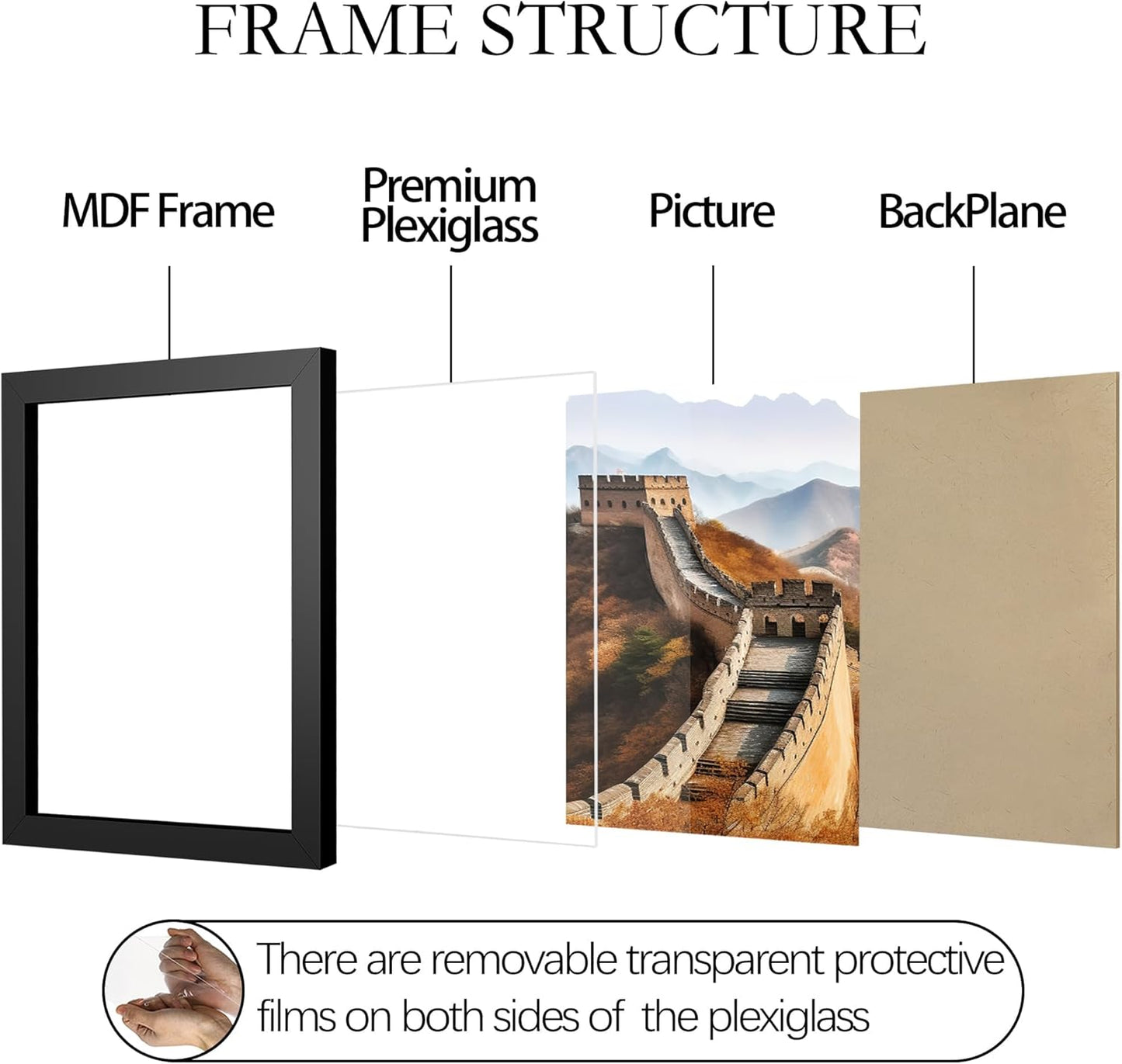 Picrit 11x14 Picture Frame - Stylish Black Photo Frame for Wall Mounting Display