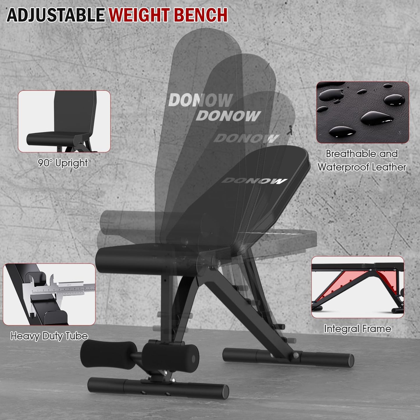 DONOW Olympic Weight Bench with Squat Rack Adjustable Workout Bench with Rack for Bench Press Sthrength Training (Black with Safety Catched)