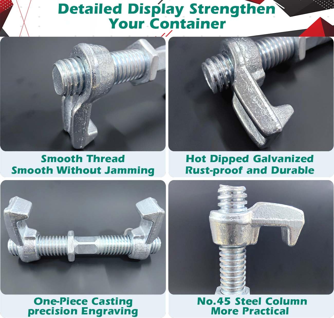 4 Pack Shipping Container Bridge Fitting Clamp/ 280 mm Galvanized Screw Clamp by Container Nut/Rail Shipping Container Accessories Wheels Kit/to Connect Shipping Containers Together…