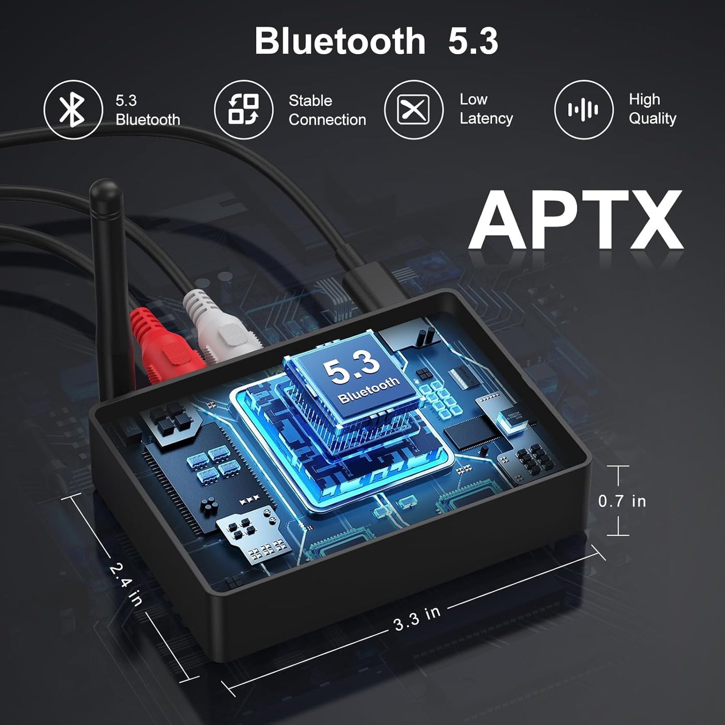 Criacr 5.3 2 1 2 Bluetooth Audio Adapter, Bluetooth AUX Adapter, in Transmitter Receiver with aptX Low Latency
