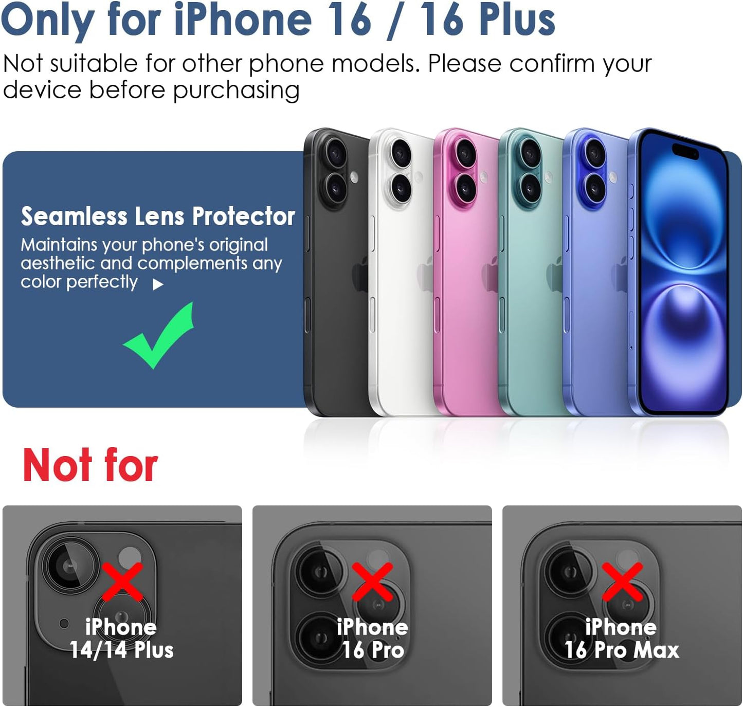 17, 9H FanTEK Camera Lens Protector for iPhone Tempered Glass Camera Screen Cover, Ultra HD Clear Acrylic Full Coverage