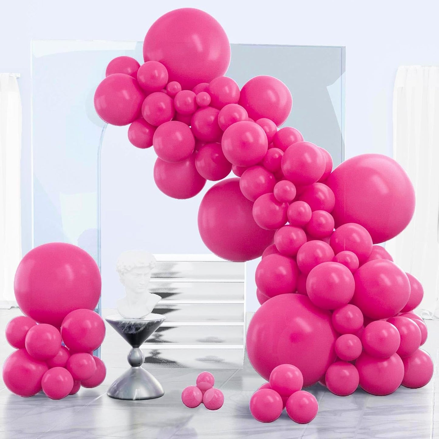 PartyWoo Hot Pink Balloons - 140-Piece Balloon Arch Kit | Various Sizes for Baby Showers & Birthdays
