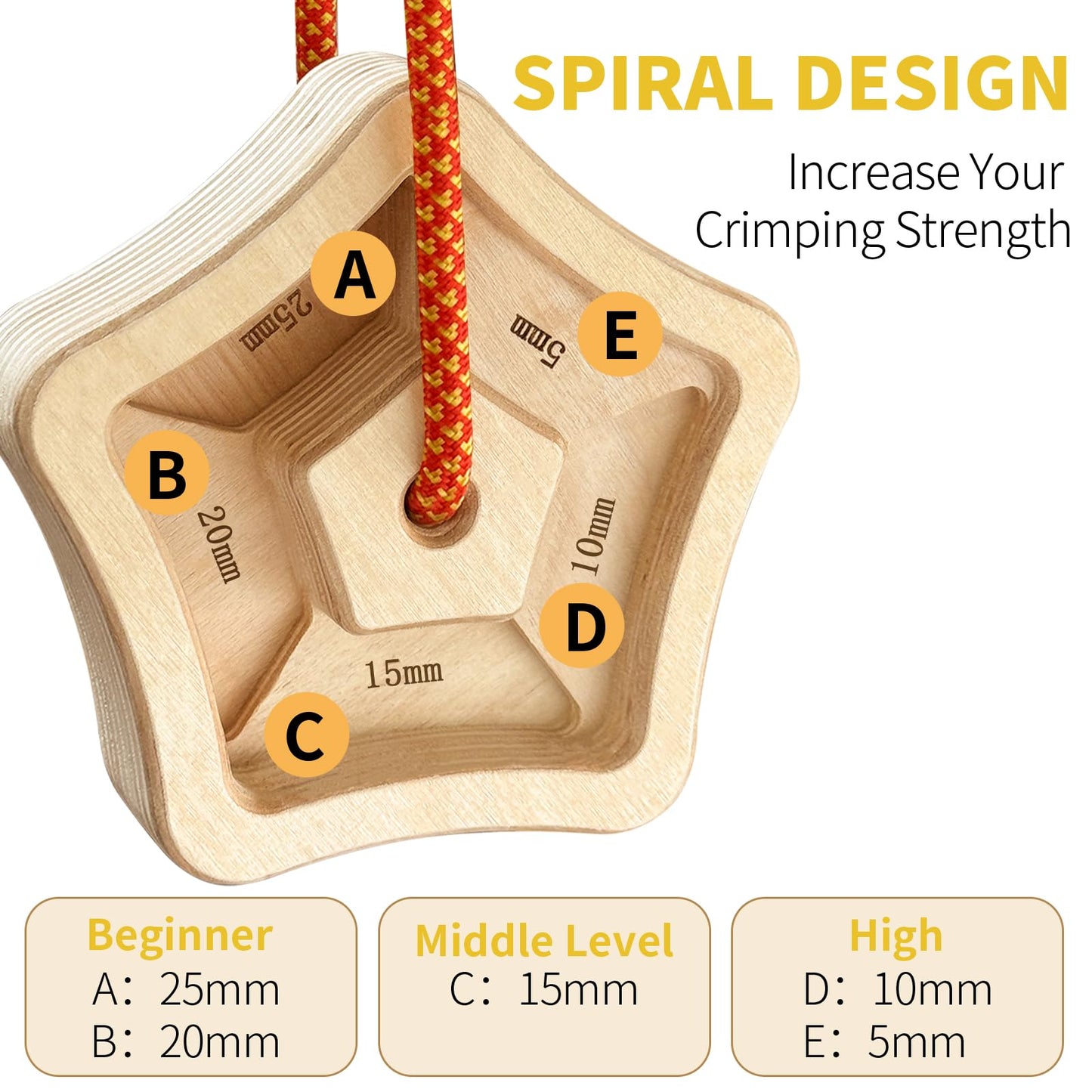 POWER GUIDANCE Hangboard Climbing Finger Board Climbing Board to Strengthen The Climbing Grip Made of Wood for Indoors and Outdoors