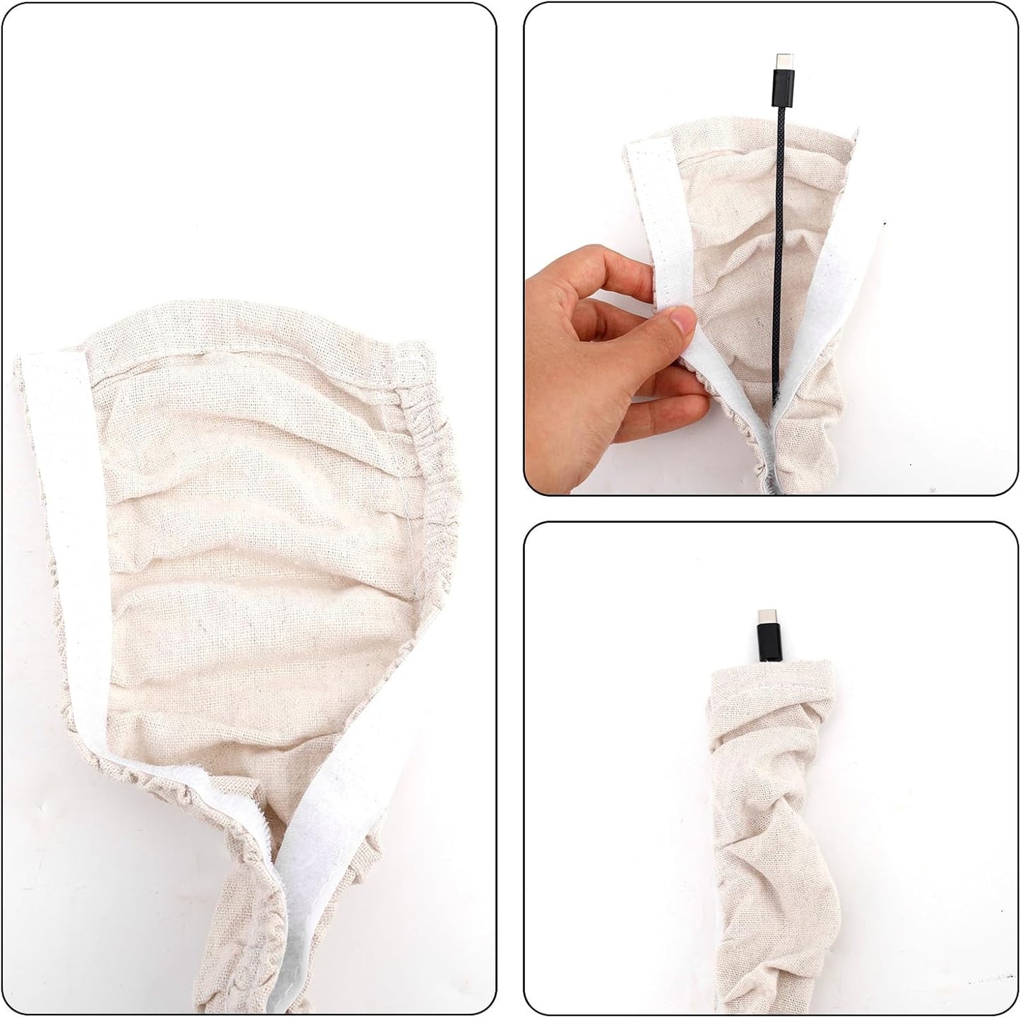Fukaisu 180x14cm/70.9x5.5in Fabric Cord Cover, Linen Cable Sleeve for Chandelier Chain Lamp Wires TV Cords & Home Cable