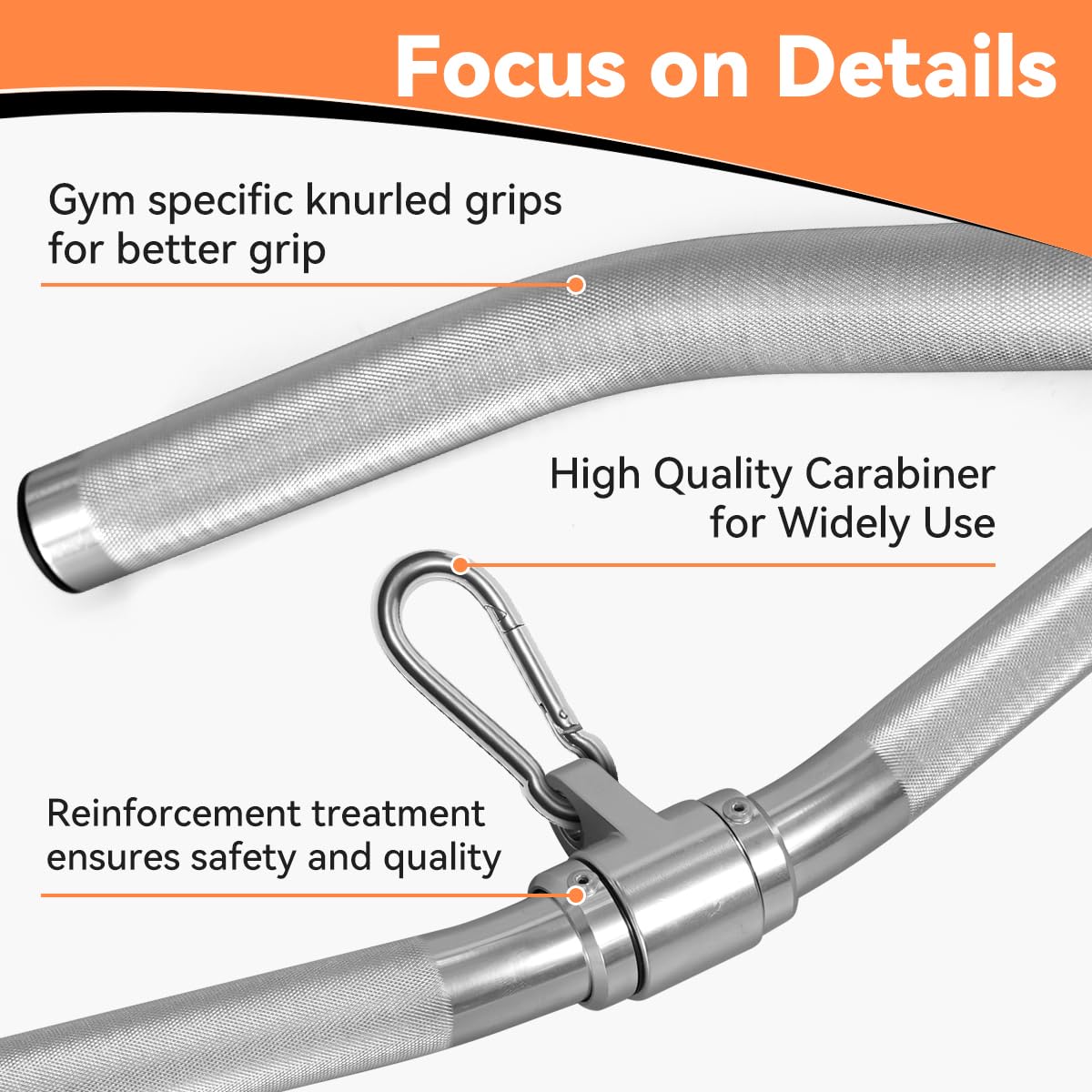 Lat Pulldown Attachments, Straight Bar Cable Attachments, Lat Pull Down Bar, Curl Pulldown Bar, Sturdy & Lightweight Aluminum, Non-Slip Grip, Full Rotation, Max Load 1000LBS