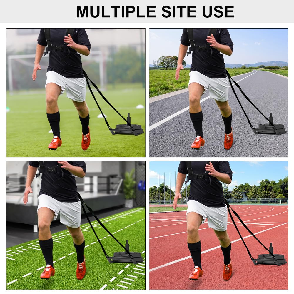 SELEWARE Weight Sled Workout Sled Fitness Strength Training Sled Speed Training Sled for Athletic Exercise and Speed Improvement Suitable for 1" and 2" Weight Plates Black