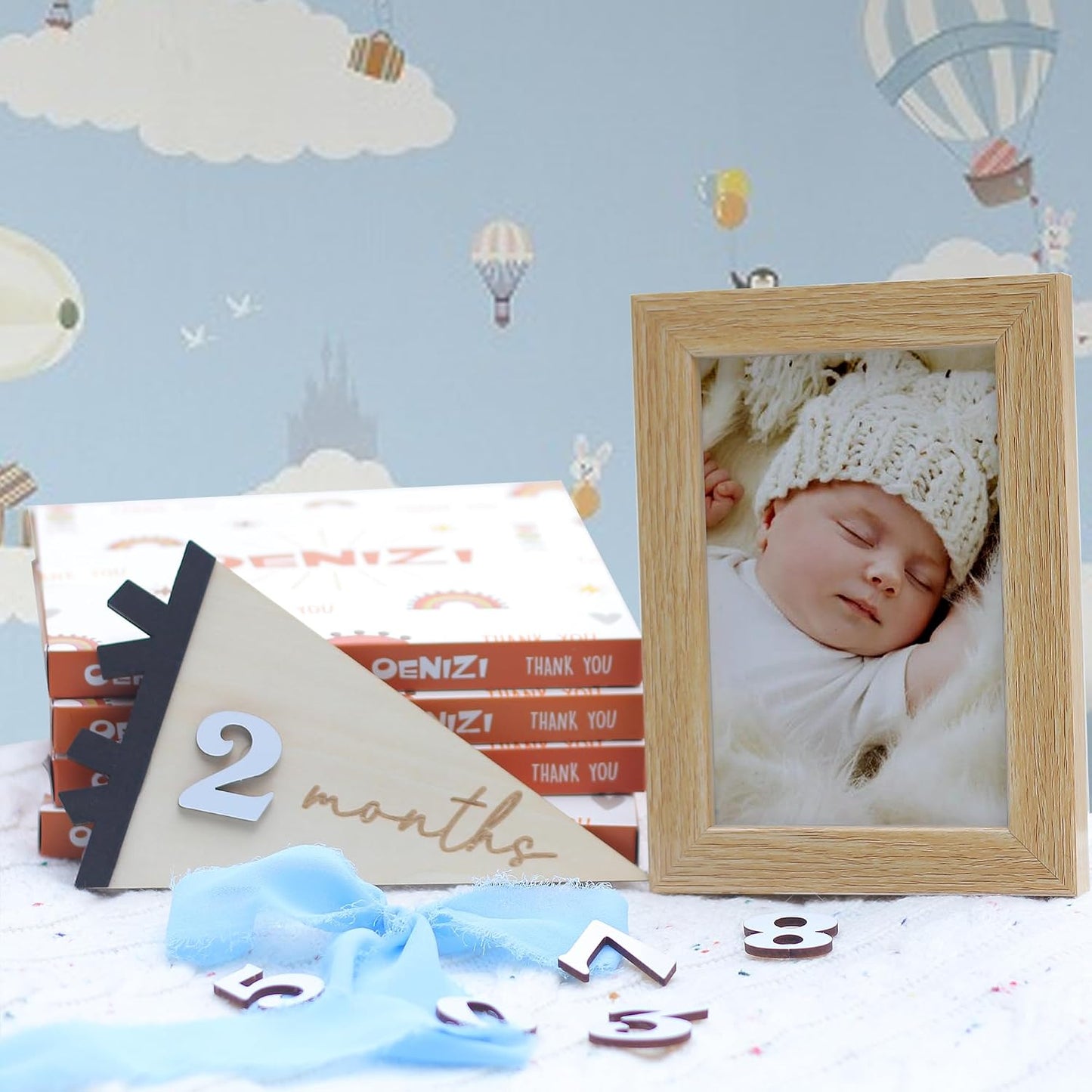 3D Daisy Baby Monthly Milestone, Wooden Baby Milestone Signs, Monthly Milestone Wood Discs, Baby Milestone Discs (Flag)
