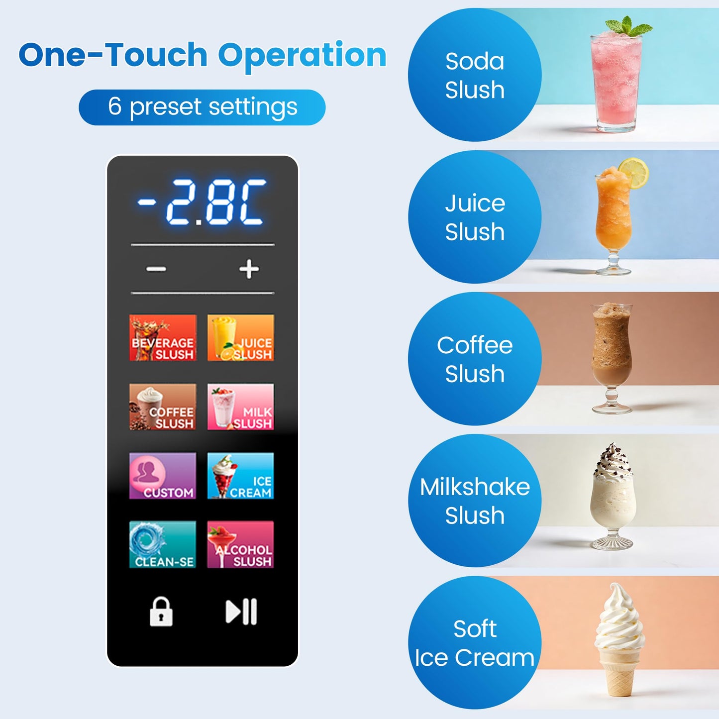 LEEVOT Slushie Machine & Soft Serve Ice Cream Maker 2 in 1, Frozen Drink Machine with Quicool Technology, 6 Presets, Child Lock, Self-Cleaning, Margarita Slush Daiquiri Machine for Home, 120V 60HZ