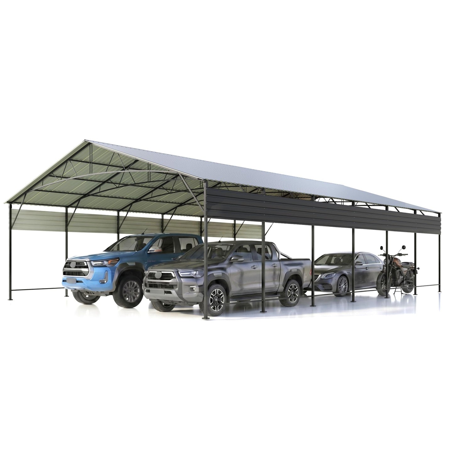 Devoko 20x30 FT Metal Carport, Heavy Duty Car Canopy with Galvanized Steel Roof, Reinforced Base Frame, All-Weather Garage, Outdoor Shelter for Cars, Trucks, Boats, Tractors & RV (Black)