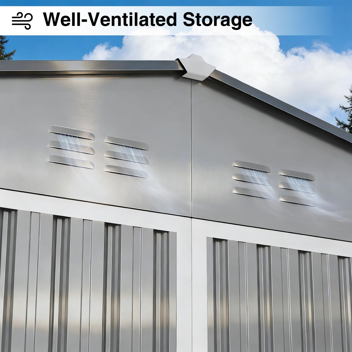12 x 10FT Sheds & Outdoor Storage, Grey Metal Waterproof Storage Shed with Door and Lock Outdoor Shed,All-Weather Shelter for Bike, Gardening Tools, Lawn Mowers