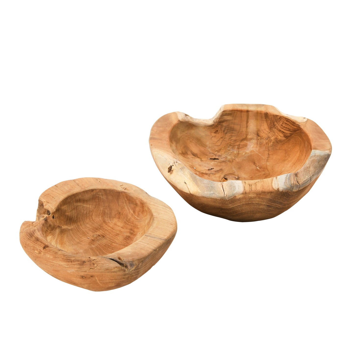 Teakwood Bowls, Set of 2 (Each One Will Vary)