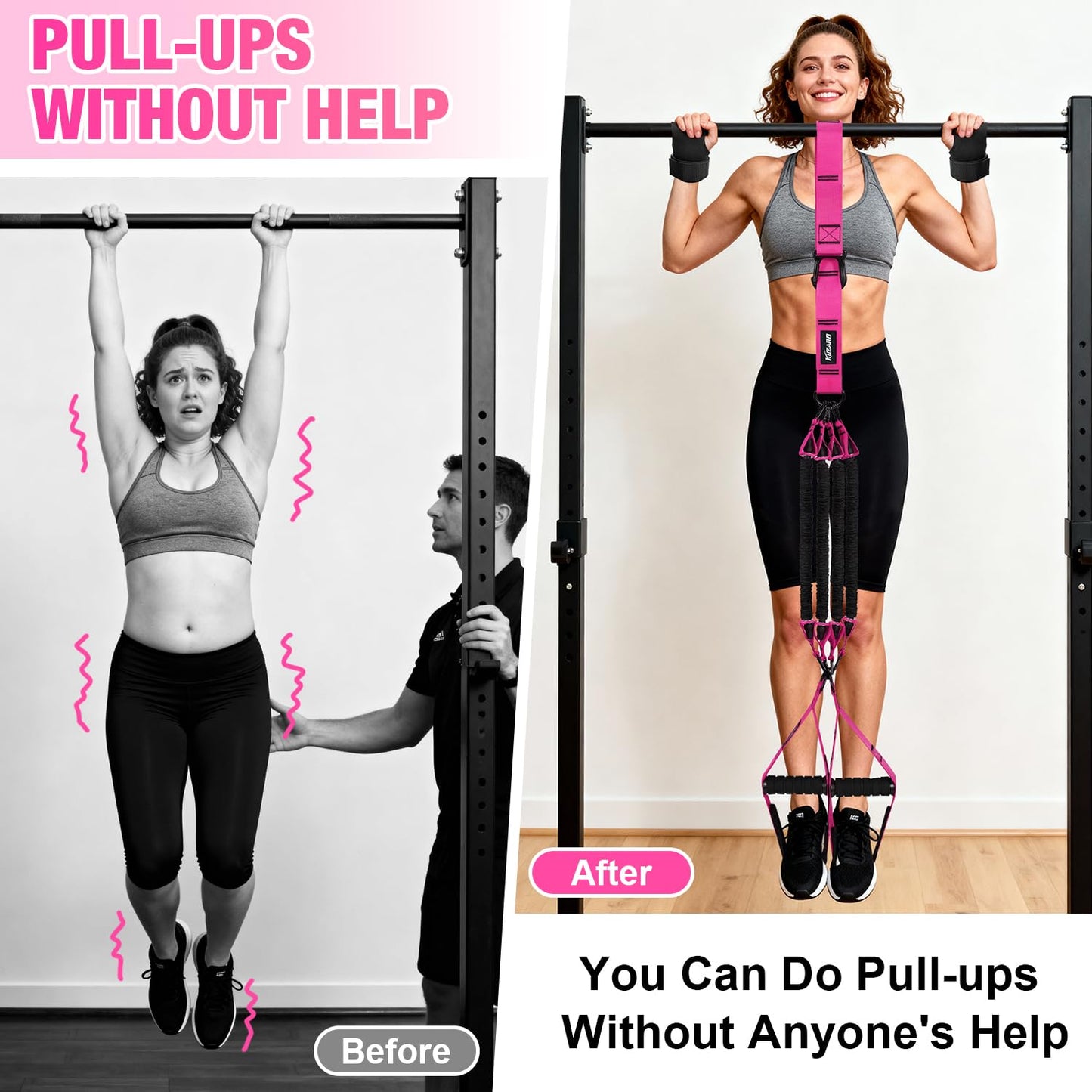 Upgraded Pull Up Assistance Bands for Women, Heavy Duty Resistance Bands with Handles, Exercise Band with Door Anchor, Workout Band Set for Pull Up Bar, Full Body Sculpting,Muscle Training, Home Gym