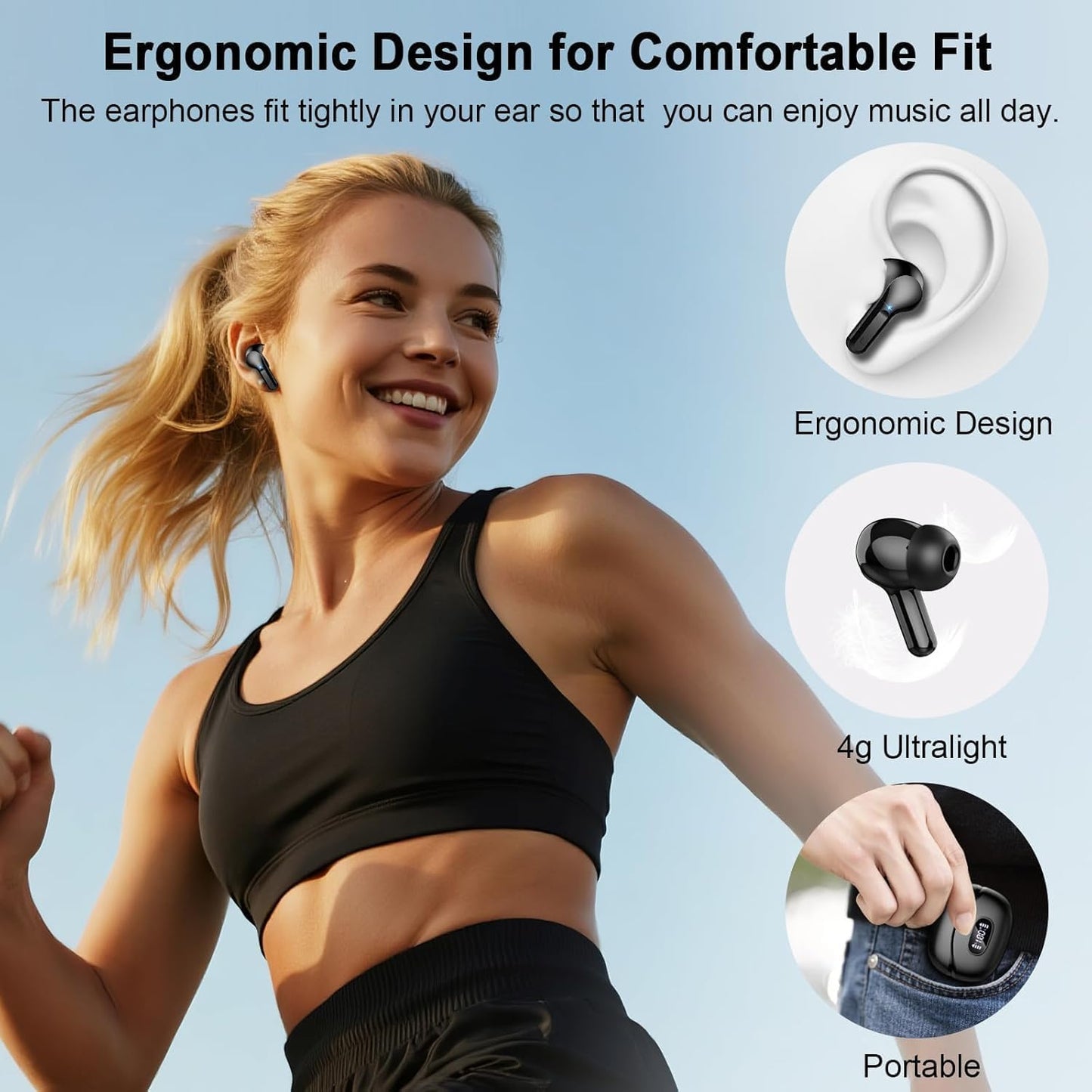 5.4 4 48H IP7 Wireless Earbuds, Bluetooth Headphones HiFi Stereo, Ear Buds with ENC Noise Cancelling Mics, Bluetooth