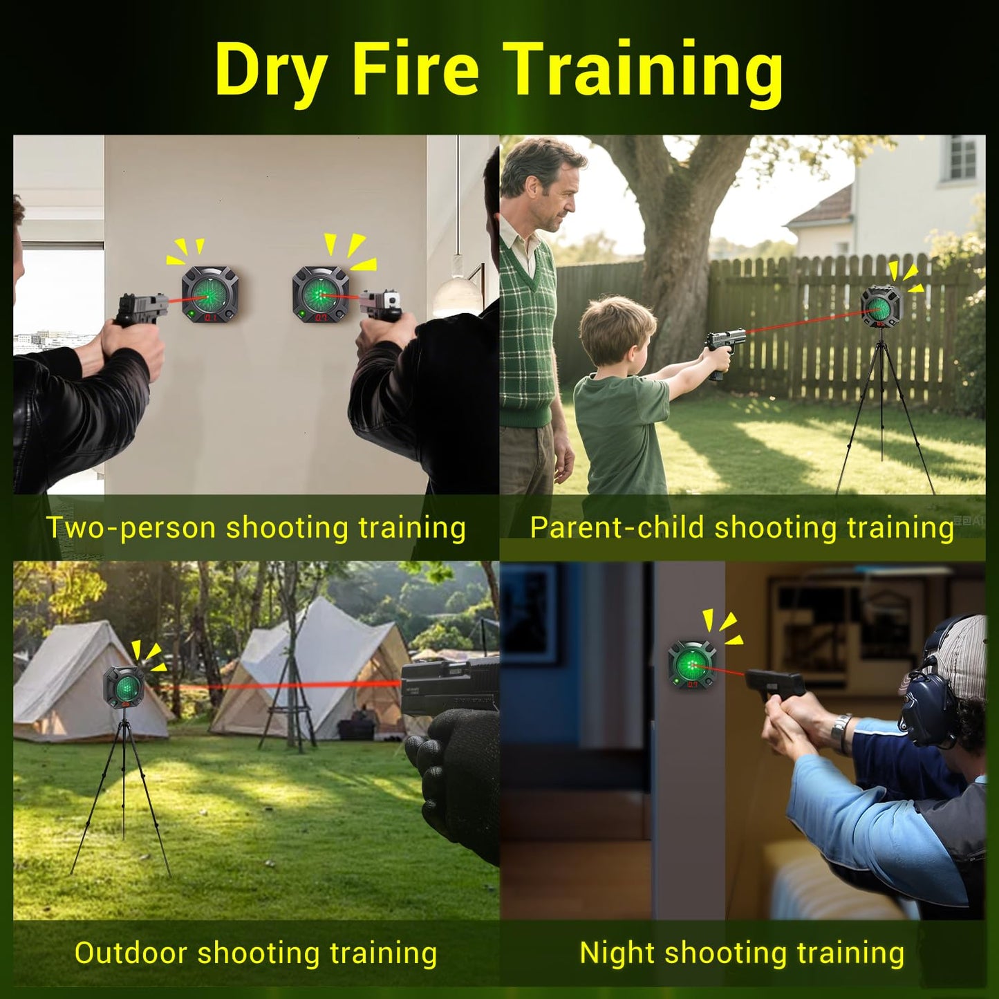 ARVAGGCY Dry Fire Training System,Laser Shooting Target,Compatible with 9mm/380ACP/40S&W/45ACP and More Types of Training Cartridges, LED Counting Feedback