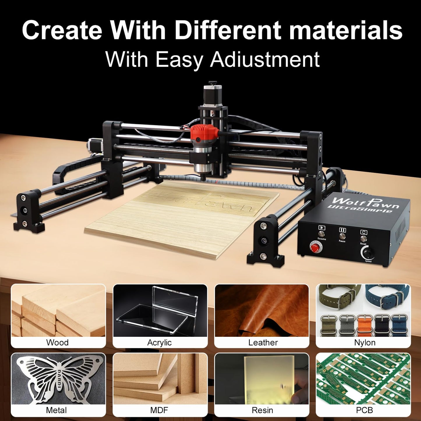 WolfPawn Upgraded CNC Router Machine,3-Axis Grbl Conrol Milling Machine for Wood Acrylic Aluminum,Engraving Milling Machine for Wood Aluminum Cutting to Linear Rails (Style - A, 23.6in)