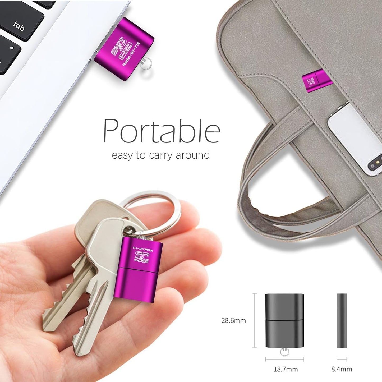 Wansurs [3 Pack] Micro SD Card Reader for Android,Micro SD Card to USB Adapter, TF Card Reader with Mini Size