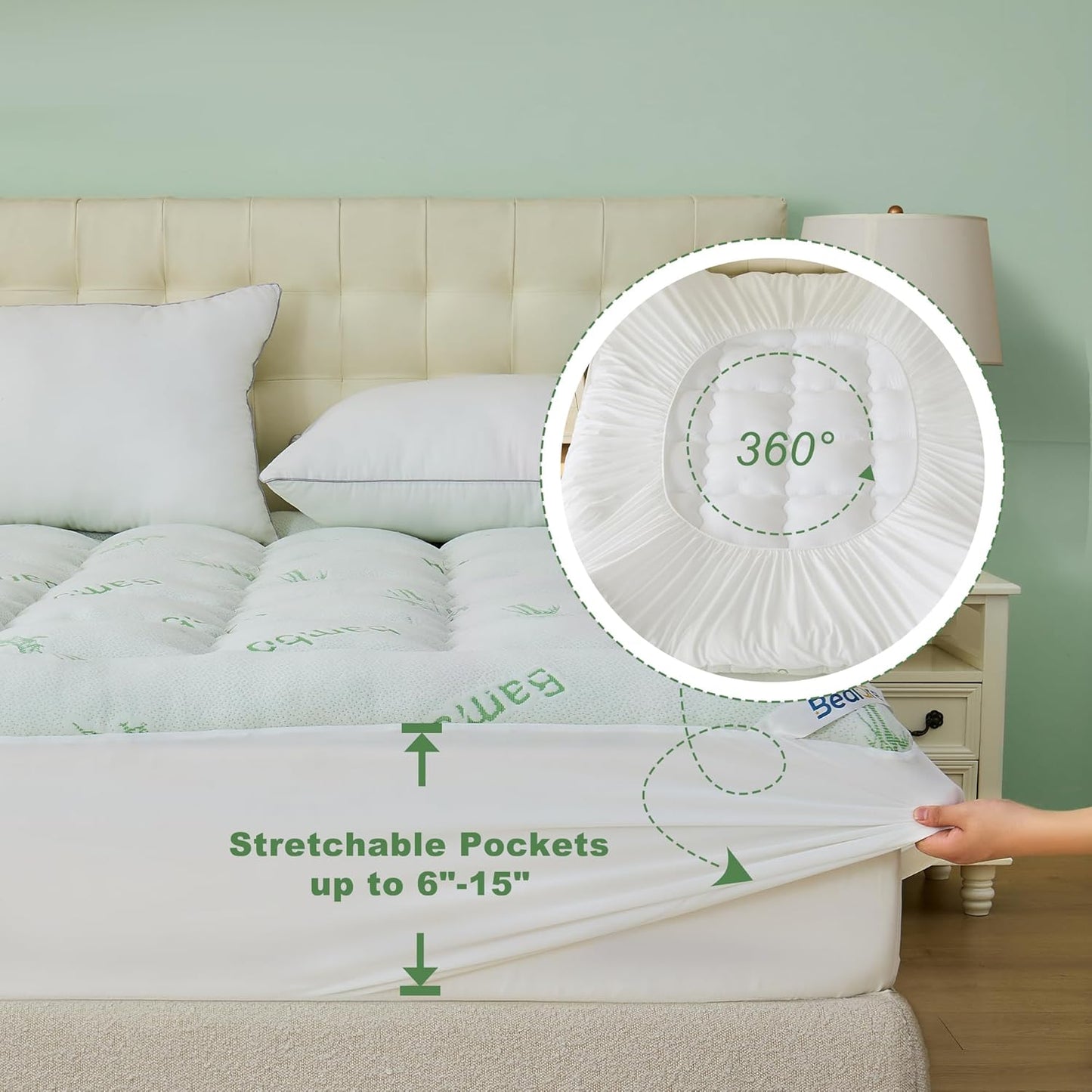 BEDLORE Twin XL Mattress Topper - Soft Bamboo Viscose Pillow Top with Deep Pockets for Comfort