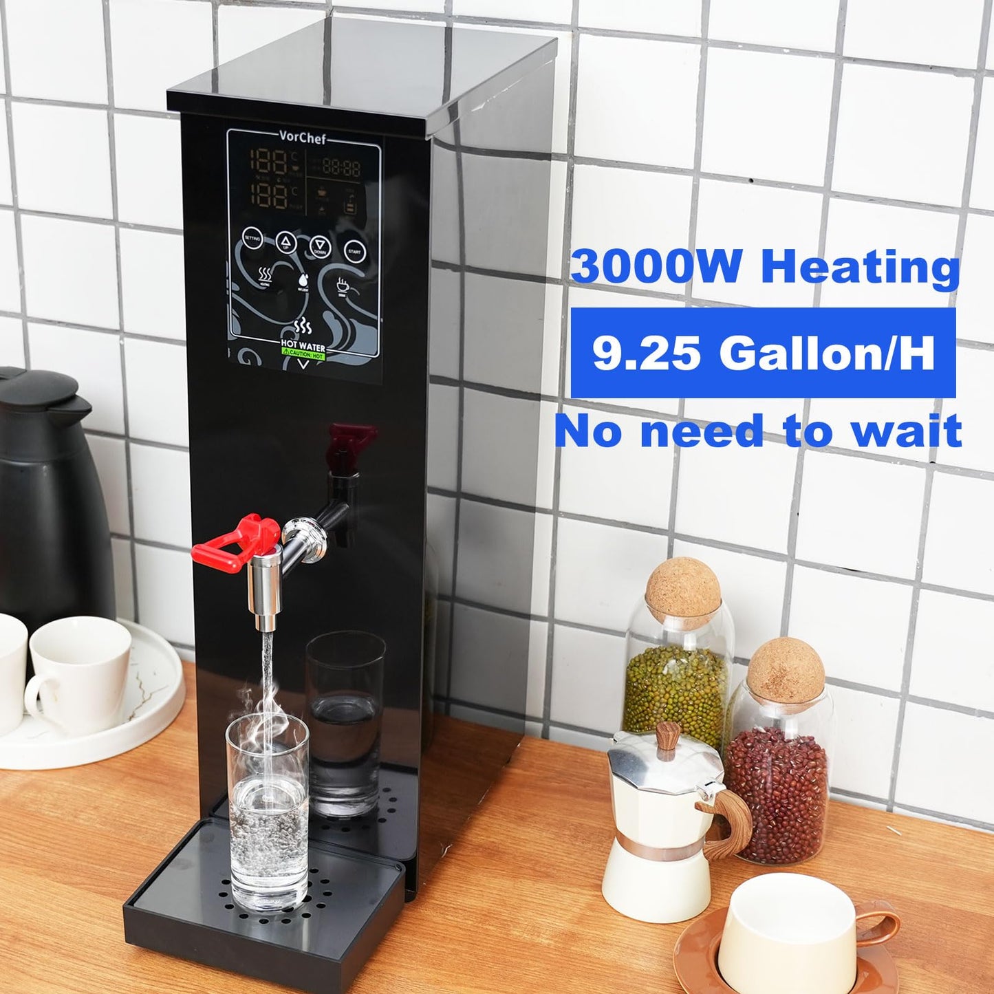 VorChef Commercial Water Boiler Eletric Commercial Hot Water Dispenser Automatic 2500W Heating for Tea Coffee Shop (M)
