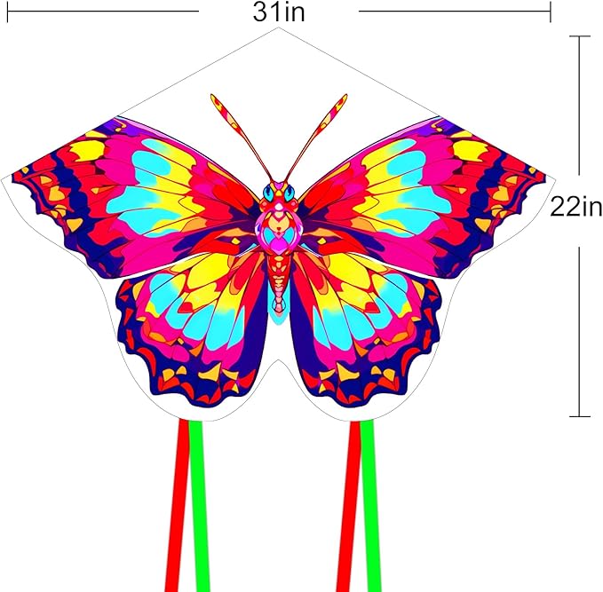 HENGDA KITE 2 Pack Butterfly Kite,for Kids and Adults,Easy to Fly,Excellent Fabric and Structure Design,The Pictures are Beautiful in high Definition,Suitable for Beginners(31x22)