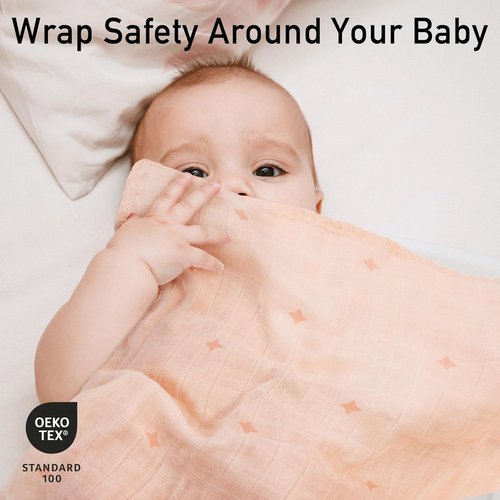 GLLQUEN Baby Receiving Blanket - Soft Cotton Muslin Swaddle Wraps for Newborns | 3 Pack (Sun)