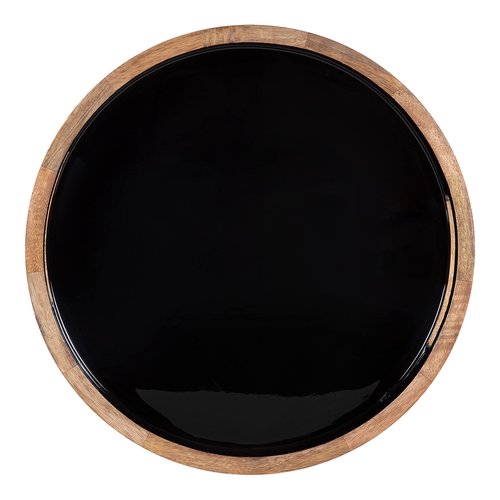 Kate and Laurel Ehrens Modern Wooden Tray, 15 inch Diameter, Natural and Black, Round Accent Tray for Farmhouse Decor