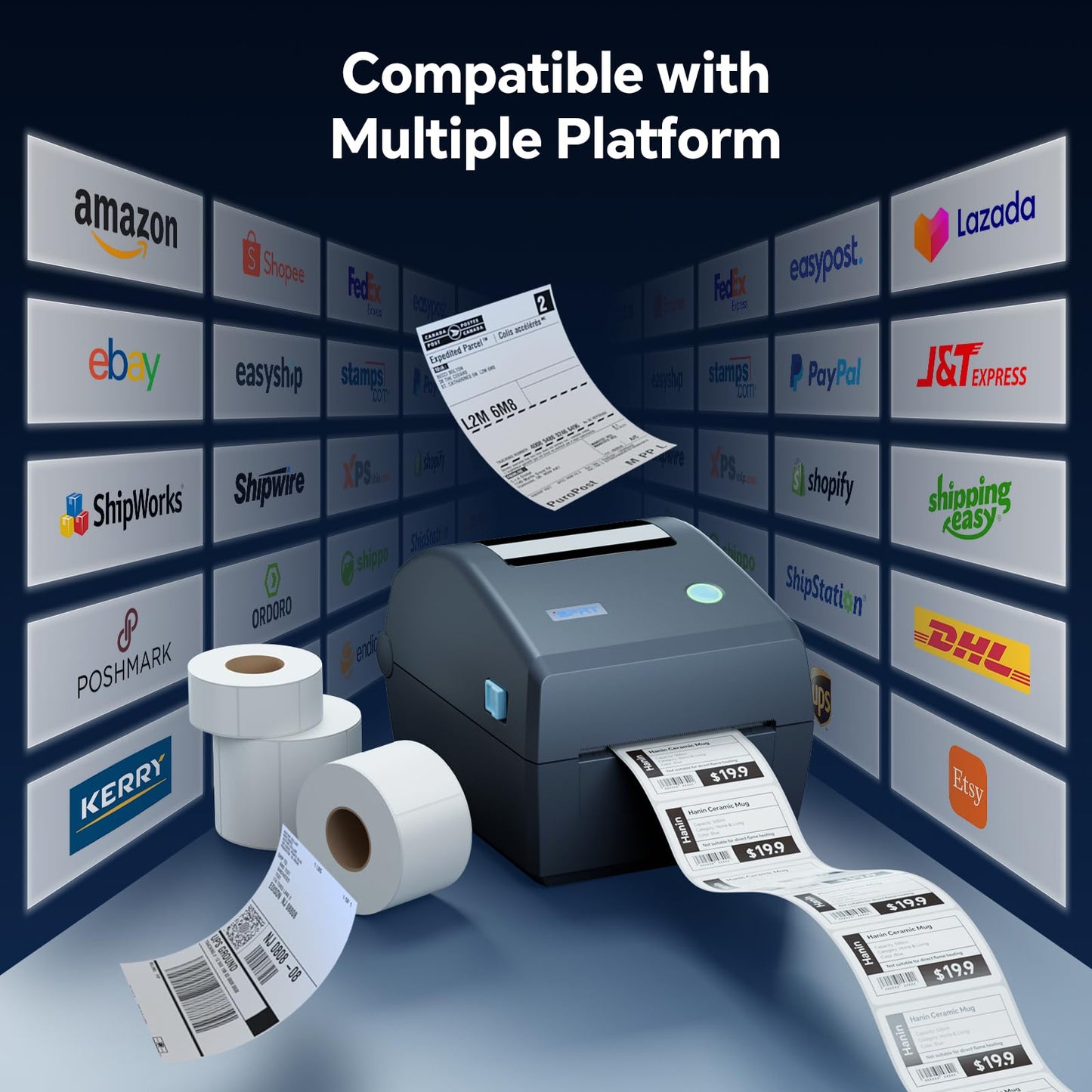 iDPRT Industrial High-Speed Thermal Printer - 6IPS, 203 DPI, for Large Warehouses & Logistics, USB/Ethernet, Supports 4.25" Wide Labels, Perfect for Barcode Shipping & Receipts