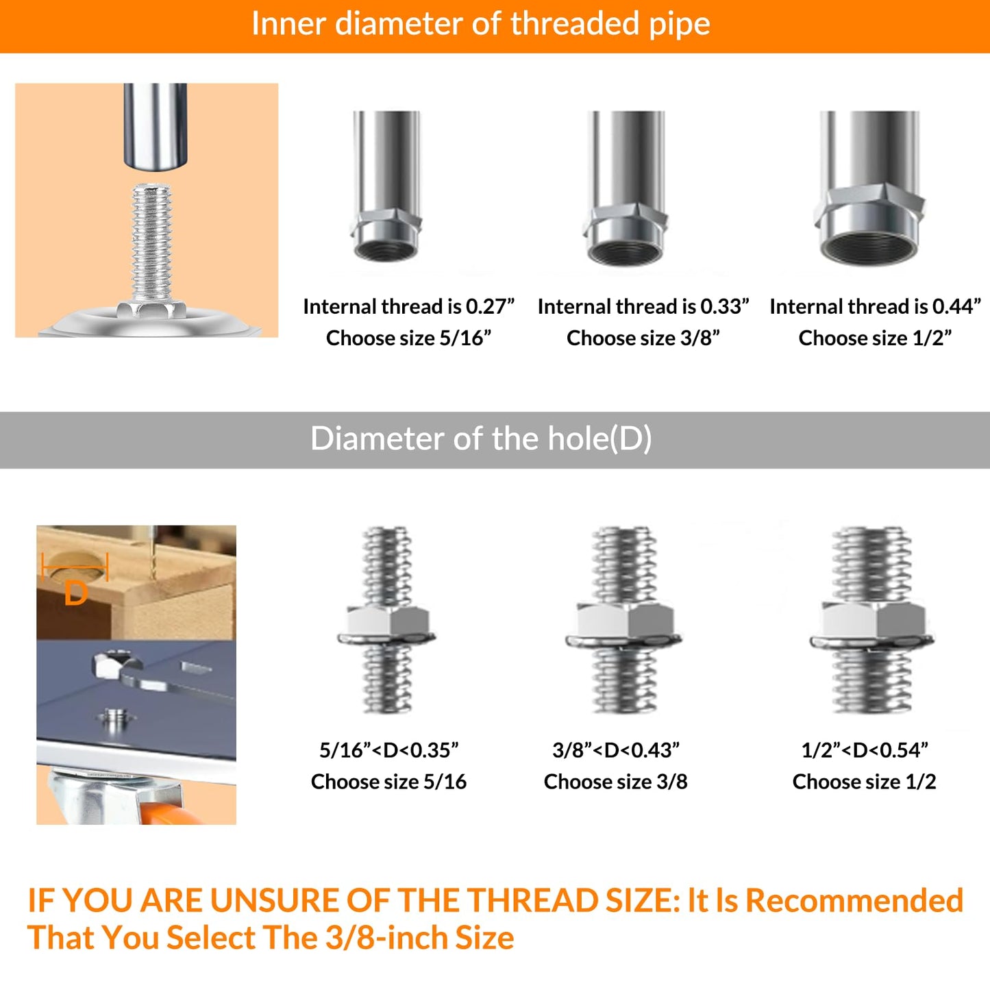 Caster Wheels, 3 Inch Casters Set of 4, Threaded Stem 3/8"-16 x 1 (Screw Diameter 3/8", Length 1") Polyurethane Locking Swivel Castors,Heavy Duty Caster with Brake Wheels for Furniture and Workbench