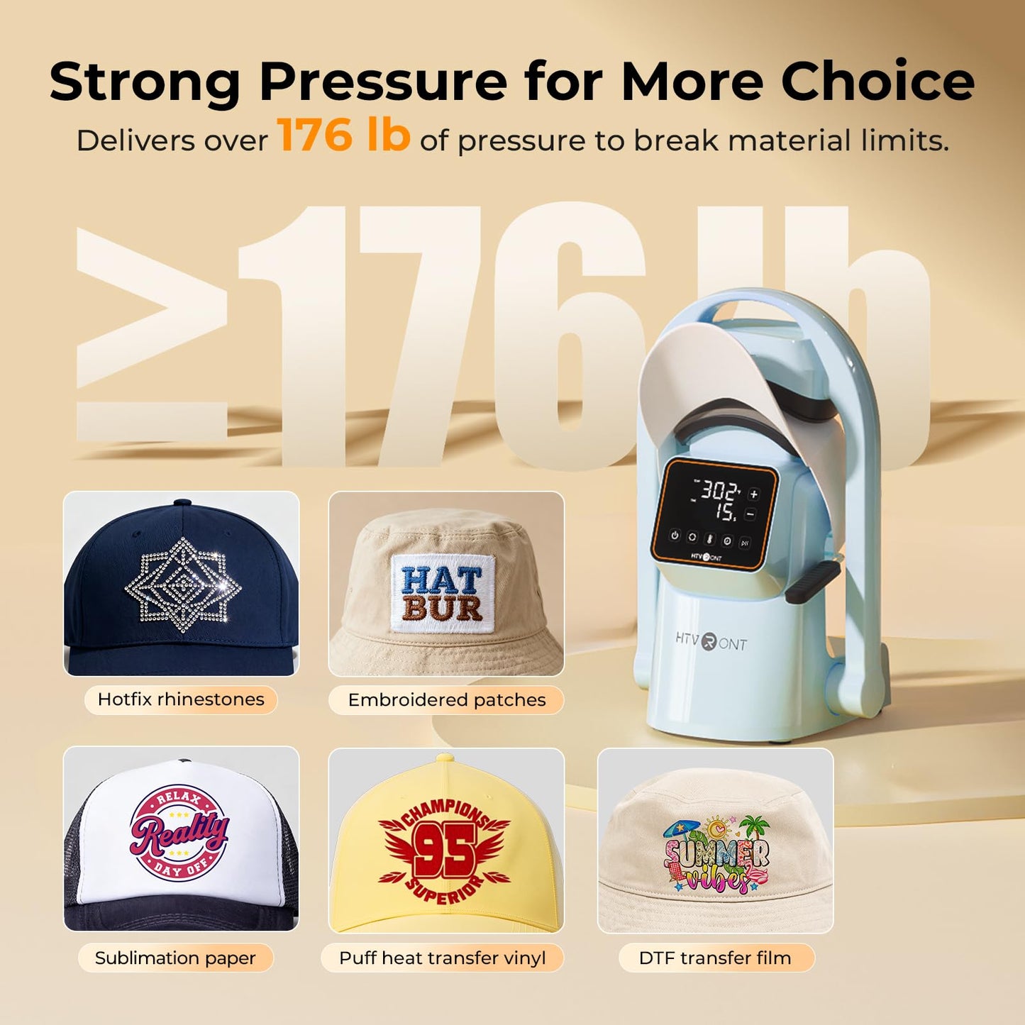 HTVRONT Auto Hat Press Machine - Hat Heat Press Machine with Precise Temp&Timer Control, Hat Heat Press Machine for Caps with 2 Platens, Compatible with DTF Film, Embroidery, Sublimation (Blue)