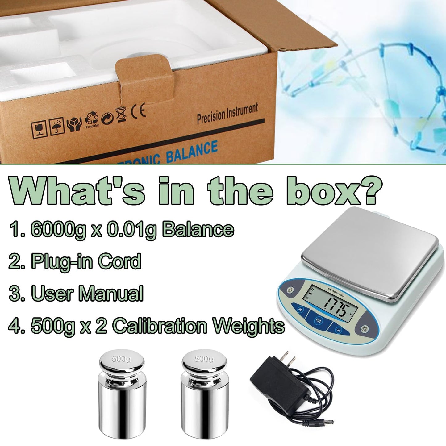 GPJYYDS High Precision Laboratory Balance, 6000g x 0.01g Accuracy Digital Analytical Scale Professional Electronic Lab Scale for Industrial, Scientific Research, Jewelry, Coins