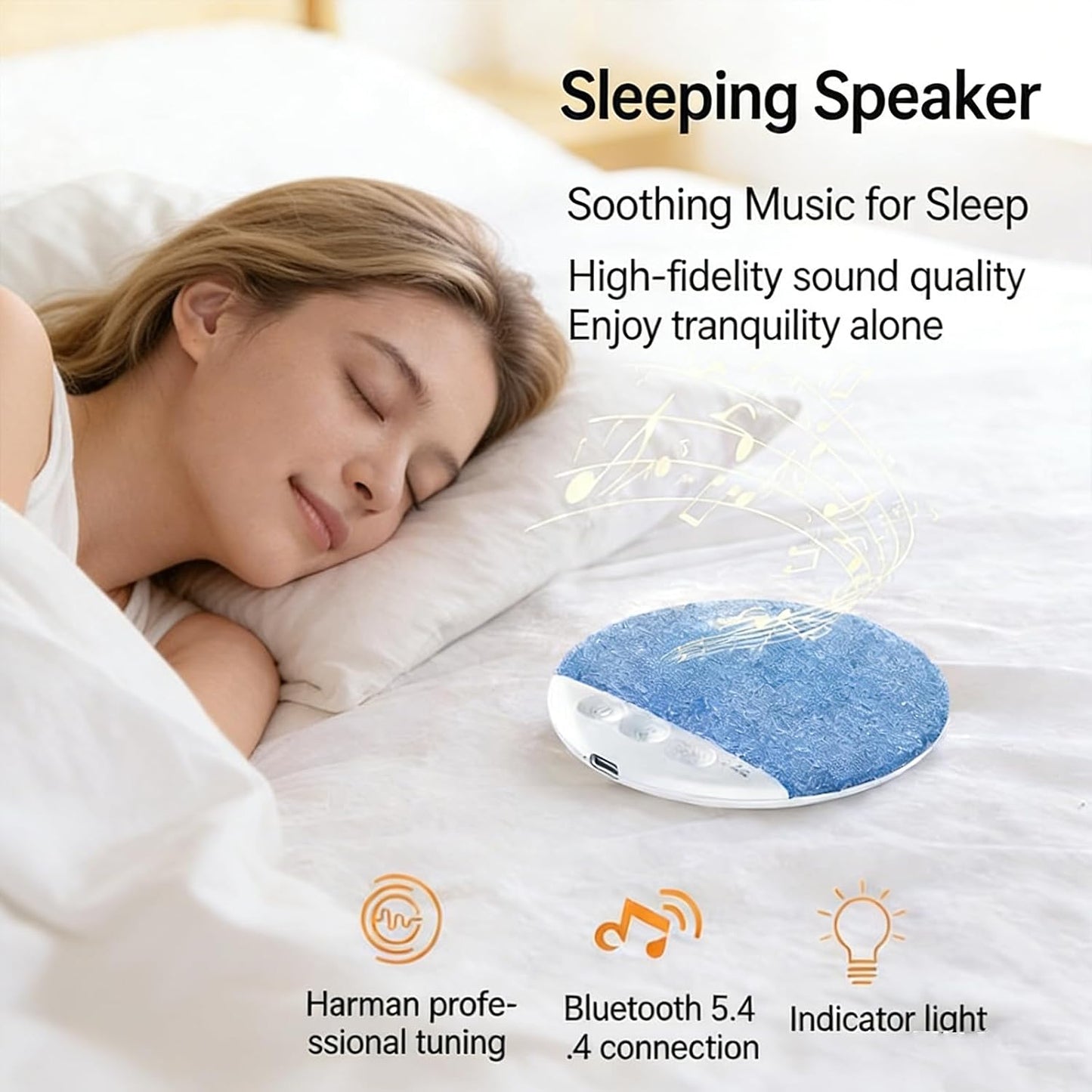 Generic Bluetooth Pillow Speaker for Sleeping with White Noise Timer & Ultra Thin Mini Design Under Pillow Speaker