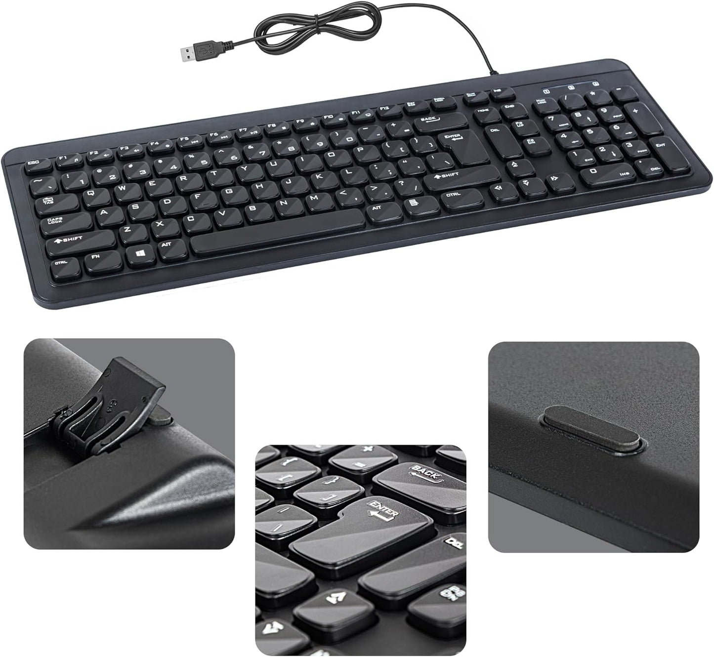 Retail Digitals Wired USB Keyboard | Full-Sized | Ergonomic | Soft Typing | QWERTY Layout | Black