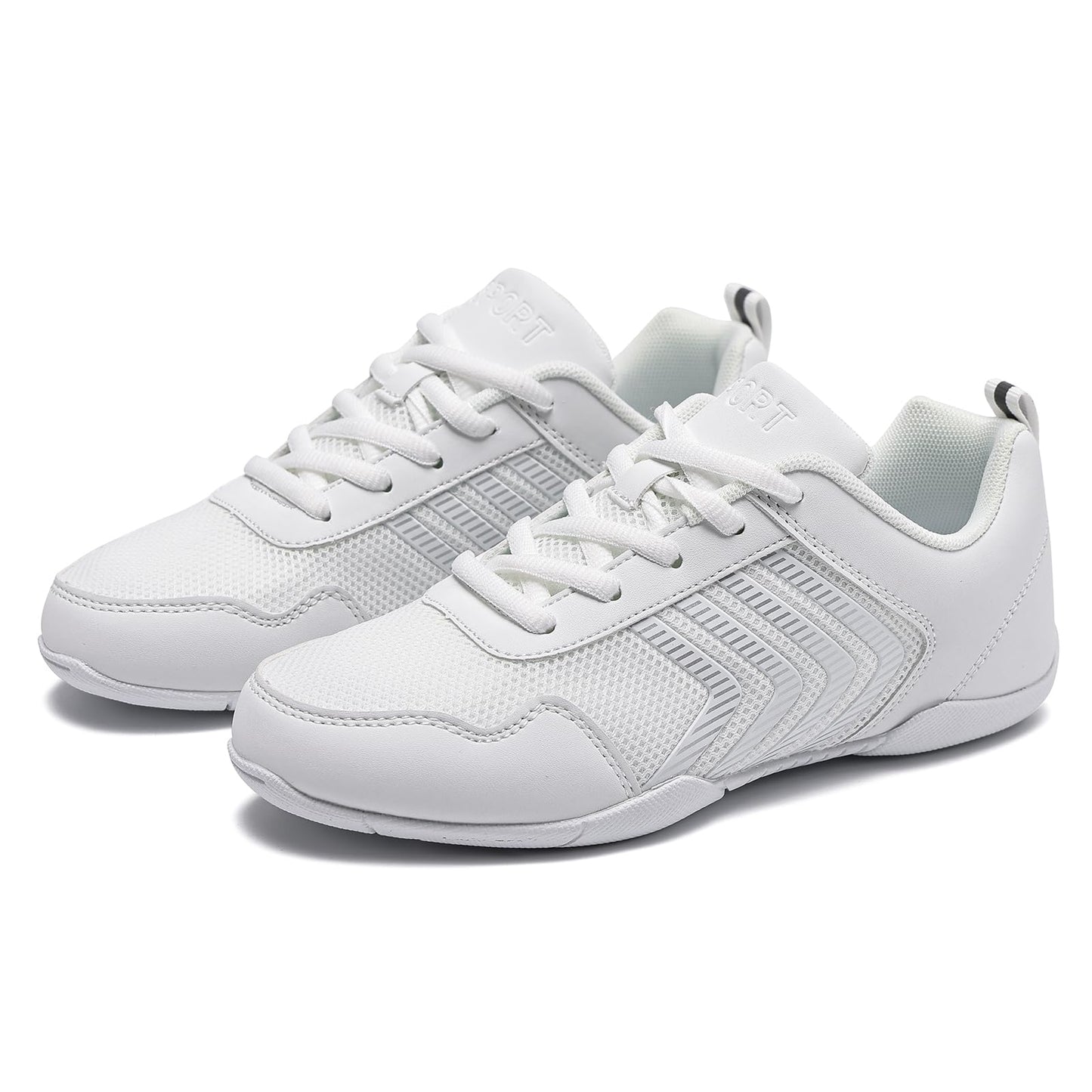 LANDHIKER White Cheer Shoes for Girls Womens Cheerleading Shoes Youth Competition Cheerleading Shoe Sports Tennis Training Athletic Flats Breathable Soft Comfortable Kids Cheer Sneaker Size