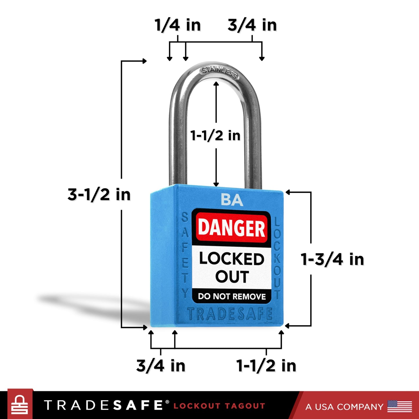 TRADESAFE Lockout Tagout Lock Sets, 10 Blue Keyed Alike Unlimited Grouping Safety Padlocks, 2 Keys Per Lock, OSHA Compliant Loto Locks, for Lock Out Tag Out Kits