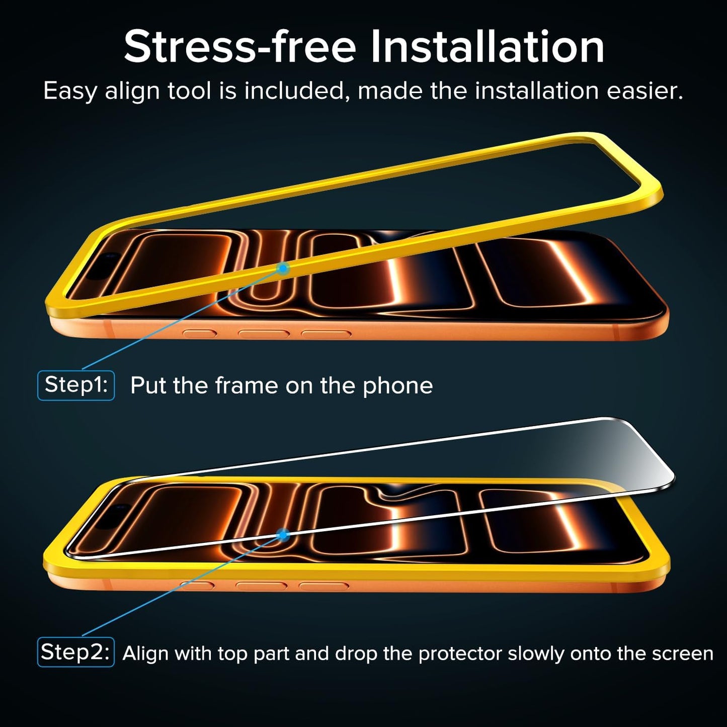 17 6.3" 17 Film-2 Pack ivoler Tempered Glass for iPhone Pro Screen Protector with [Alignment Frame], Anti-Scratch, Case