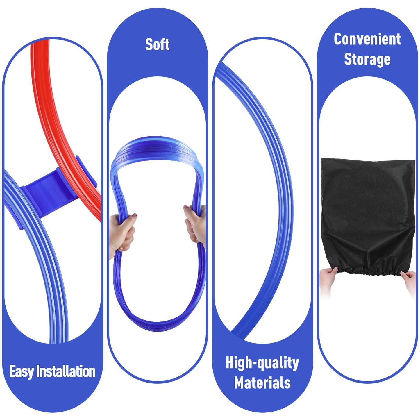 Shappy 50 Pcs Agility Rings with Storage Bags 15 Inch Agility Exercise Rings Training Hoops Plastic Speed Jumping Hoops for Gymnastics Sports Soccer Football Practice Games(Red, Blue)