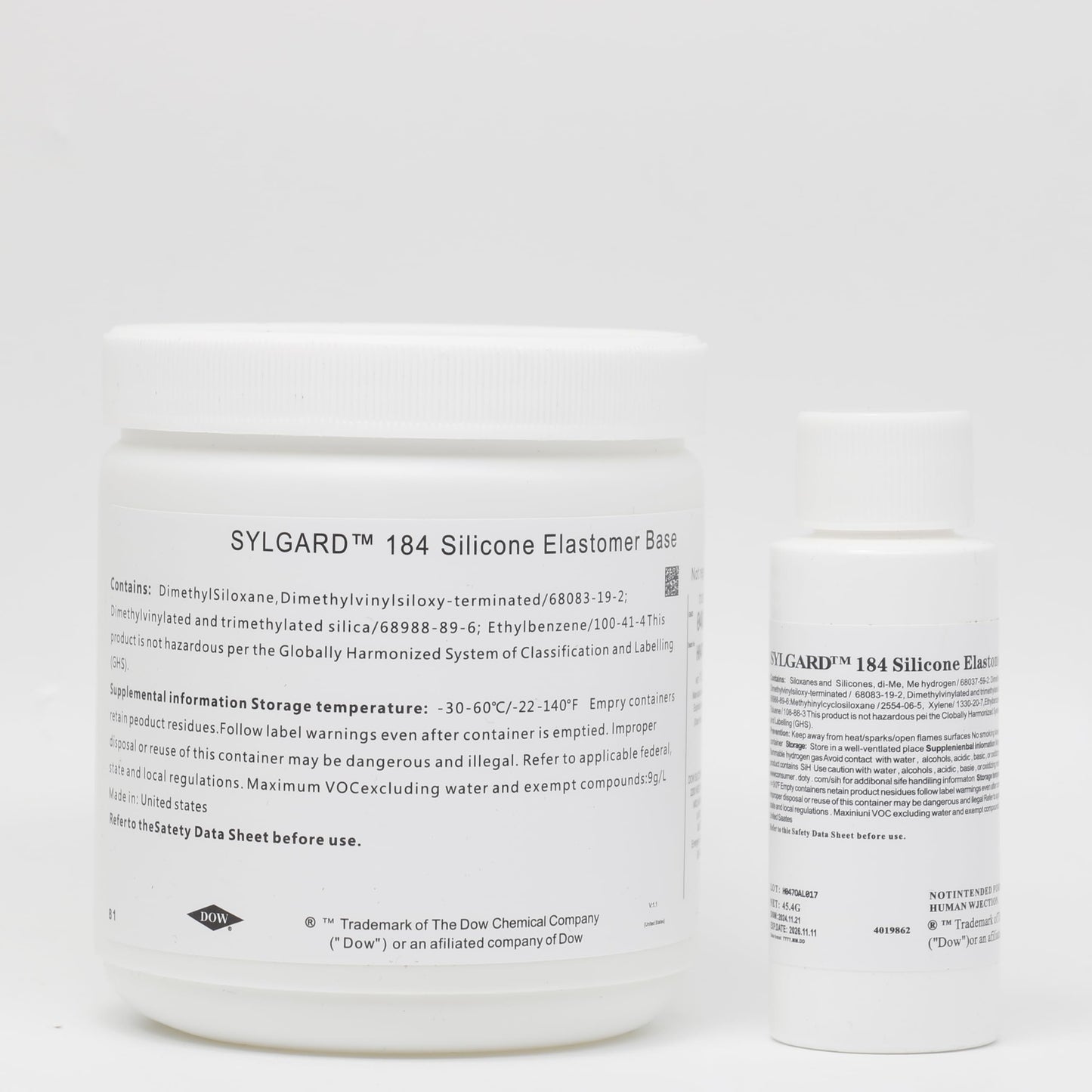 Dowsil SYLGARD 184 (Form Dow Corning) Silicone Elastomer Kit Base A + Curing Agent Solidifier B for Electrical Component Battery Board Assembly Room Temperature RT Heat Cure(1.1 lb = A 450g + B 45g)
