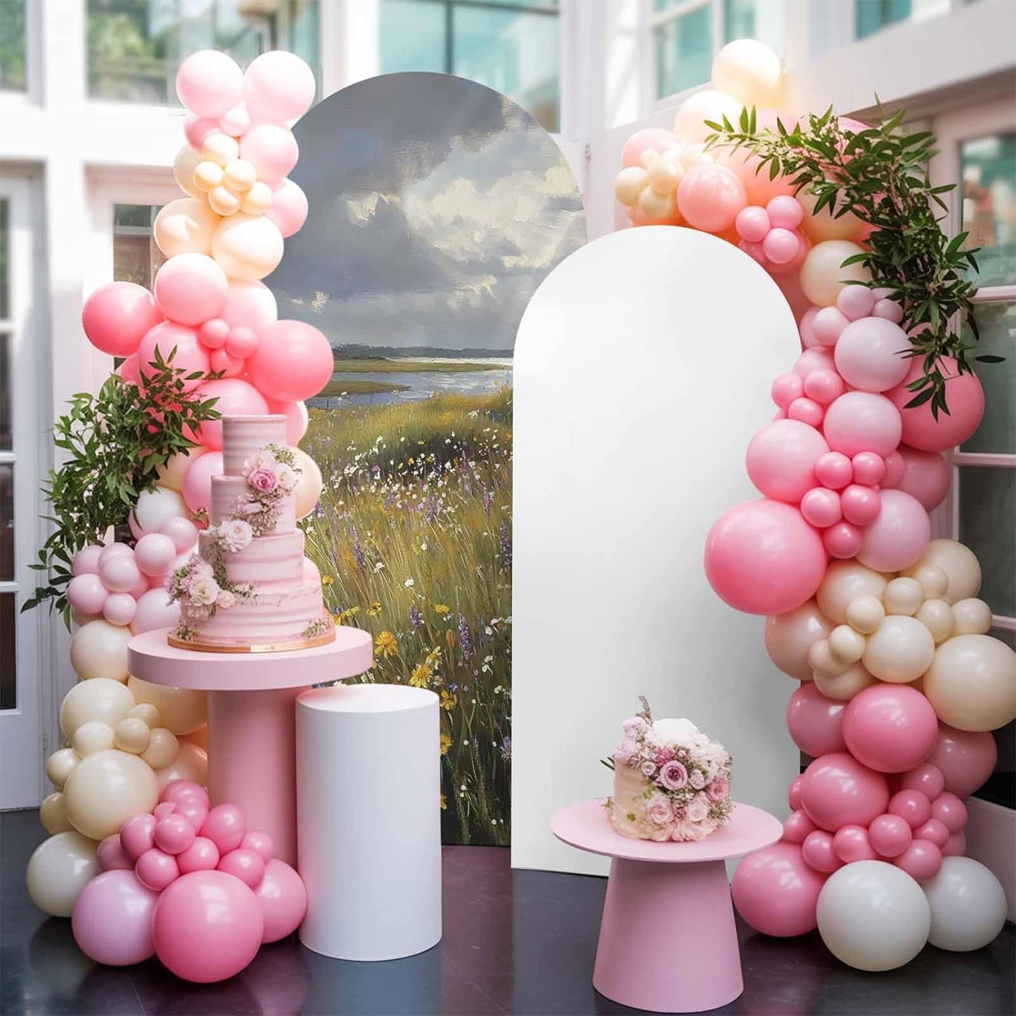 Jnbasdffb 6.6 Spring Floral Wedding Arch Cover, Stretchy Spandex Arch Backdrop Stand Covers FT, Modern Oil Painting