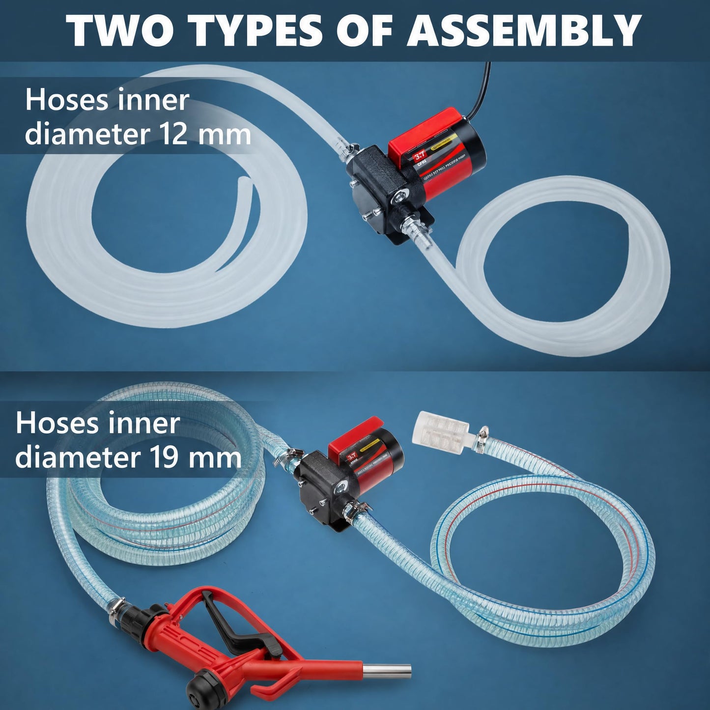 12V DC Gasoline Fuel Pump Kit, Self-priming Fuel Transfer Pump, Reversible Pumping, Overheat Protection, Explosion-proof, Suitable for Gasoline, Diesel, Mineral Oil, Kerosene