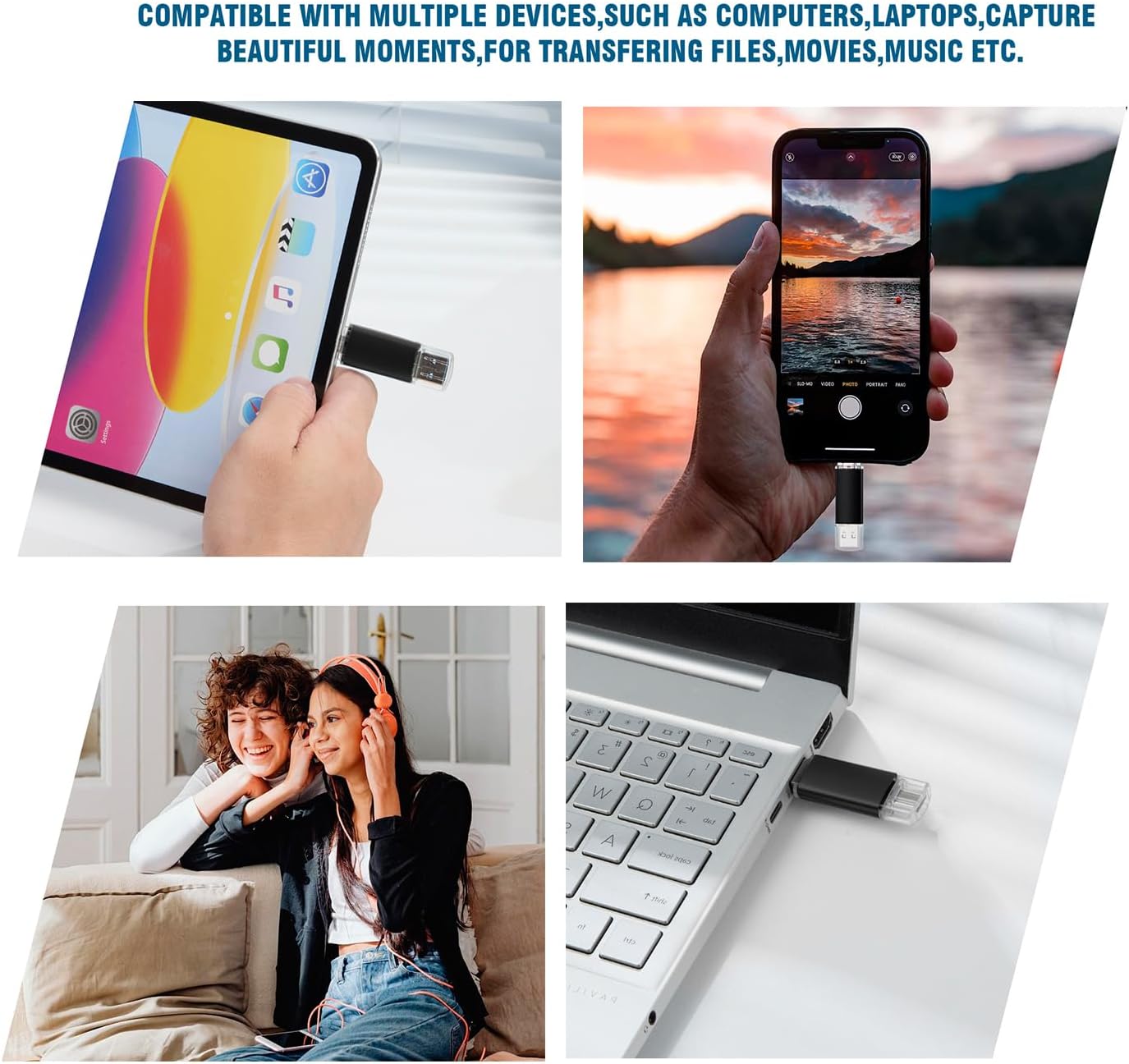 MAKACTUA 2 Pack 64GB 3.0 128GB 2-in1 Type-C USB Flash Drive USB-C Thumb Drives Memory Stick Jump Drive