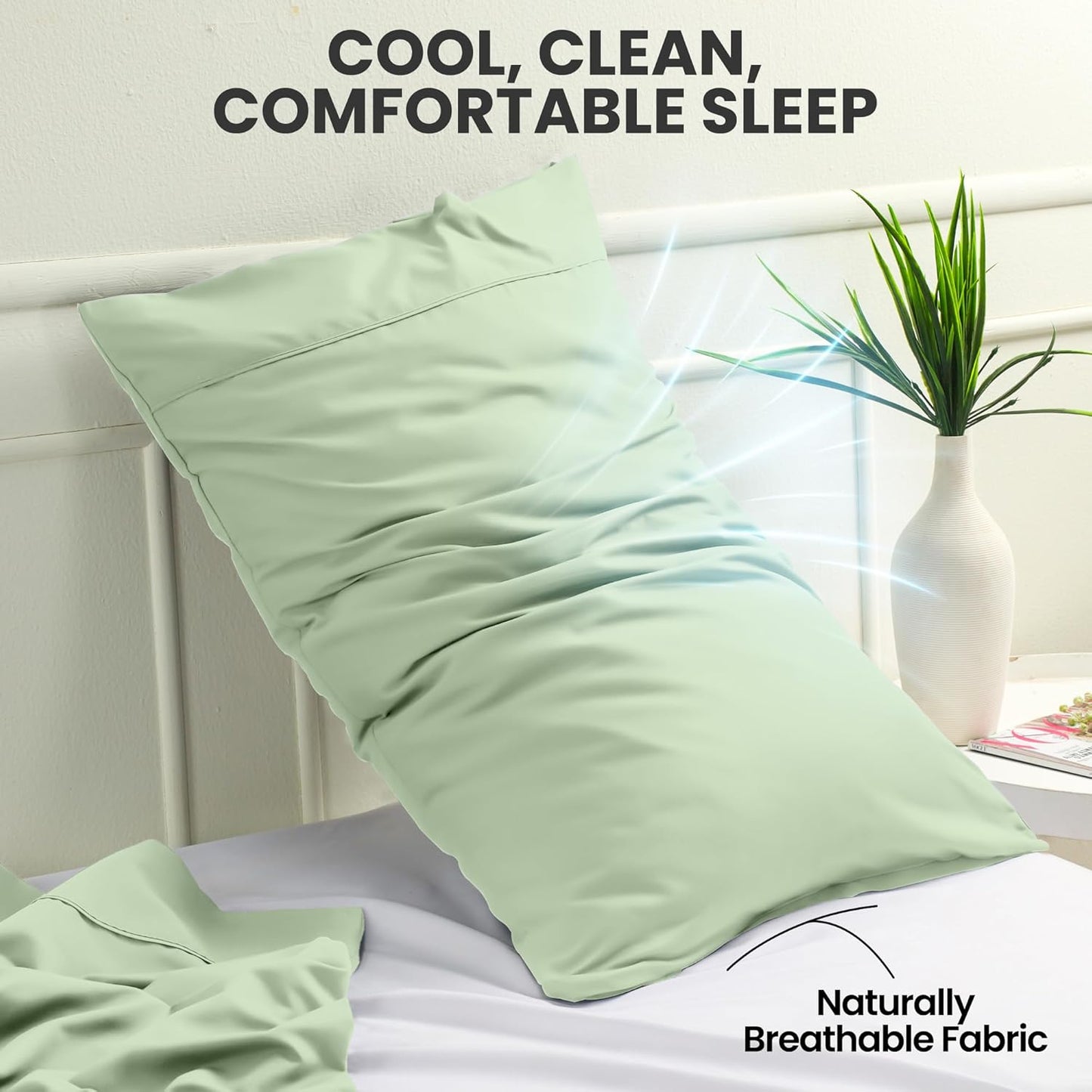 Utopia Bedding Queen Pillow Cases - Soft Brushed Microfiber - 2 Pack, Sage | Fade Resistant 20 x 30 Inches
