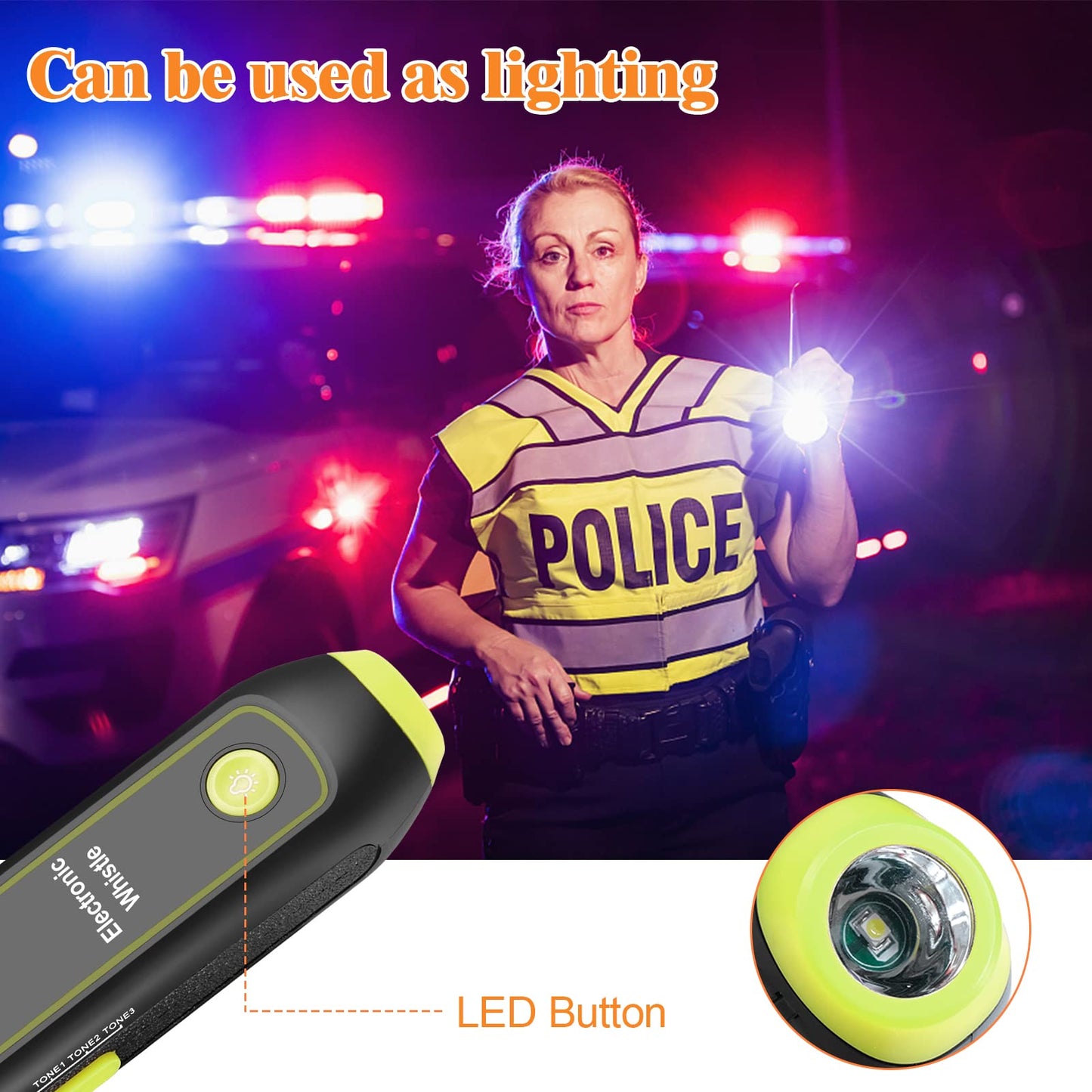 LANRU Electronic Whistle Handheld Electric Whistle with Lanyard Light Flashlight for Coaches Referees P.E. Teacher