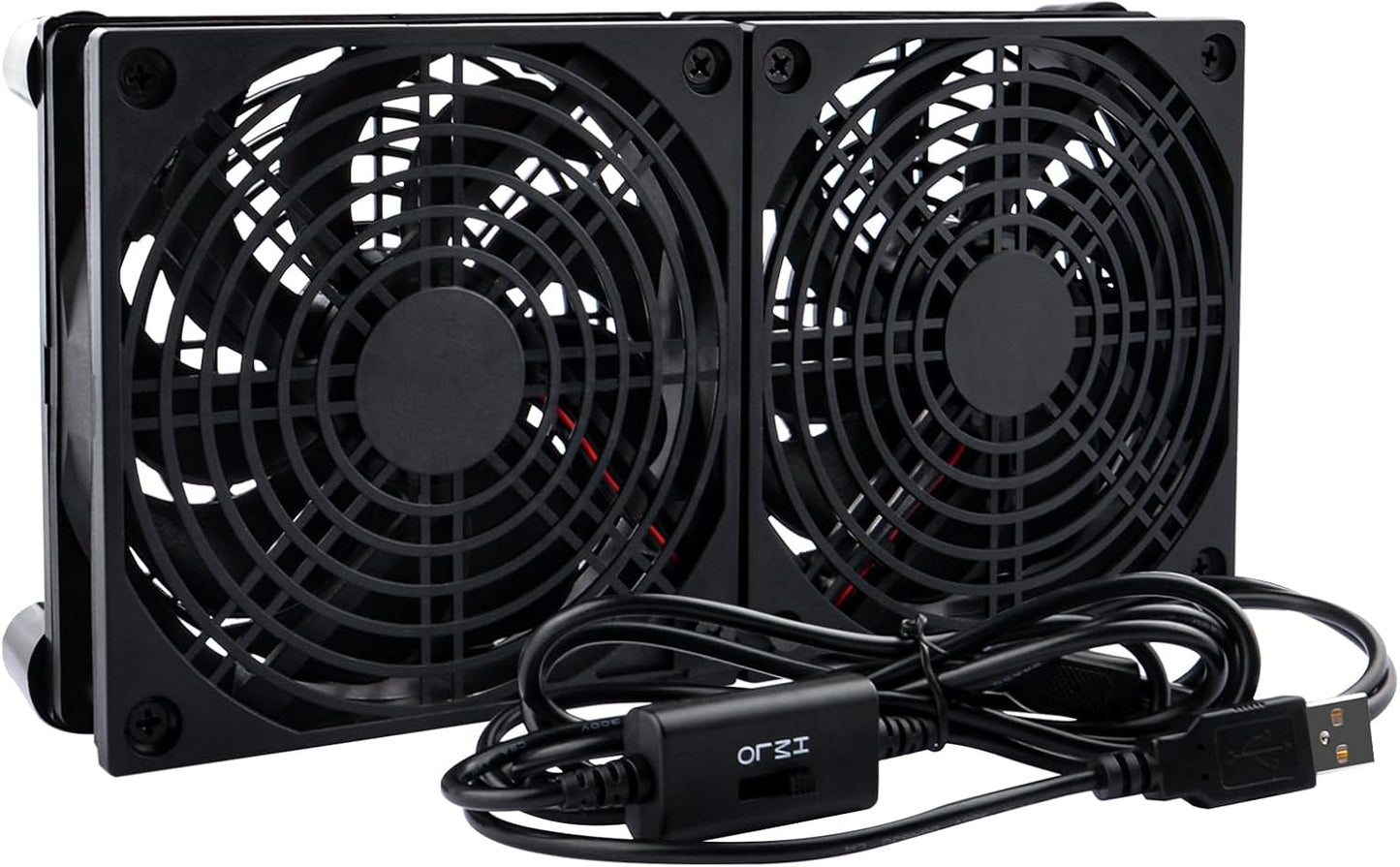 120mm 5V, 3-Degree Quiet Dual USB Fan Dual-Ball Bearings, USB Fan with L/M/H Speed Controller High Airflow Cooling Fan