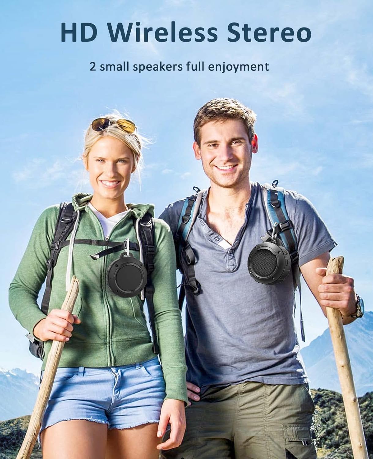 Kunodi Outdoor Waterproof Bluetooth Speaker, Wireless Portable Mini Shower Travel Speaker with Subwoofer, Enhanced
