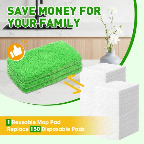 12Pcs Reusable Microfiber Mop Pads Compatible with Sweeper Mops,Dry Sweeping Cloths & Wet Mopping Pads Refills,Washable Mop Pads for Floor Cleaning