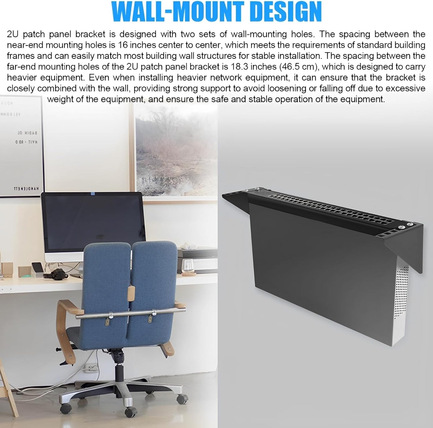 KishYa 2u 2u 19 inches Hinged Wall Mount Patch Panel Bracket, Patch Panel Bracket, Vertical Wall Mount Rack